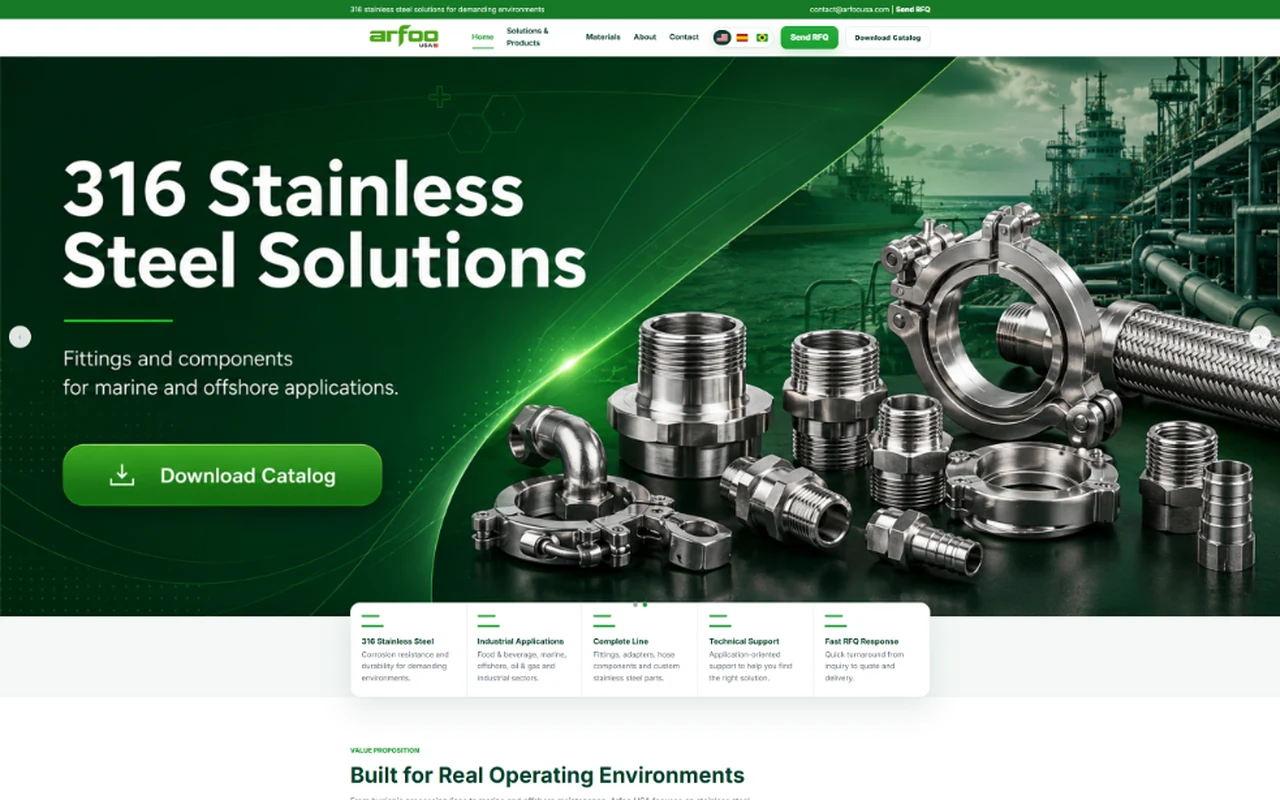 Exemplo de site do portfólio EasyRocket: ARFOO USA